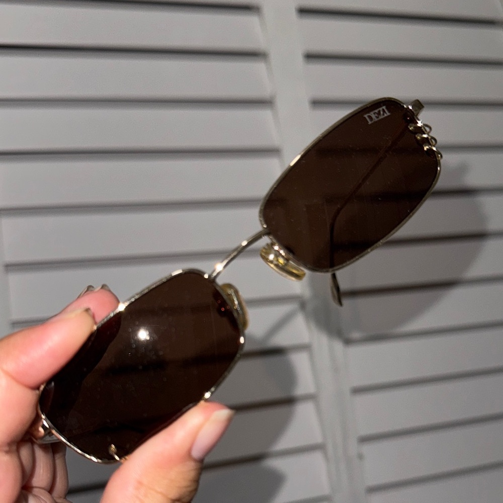DEZI “Hooked” Gold Frame Sunglasses with Brown Lenses